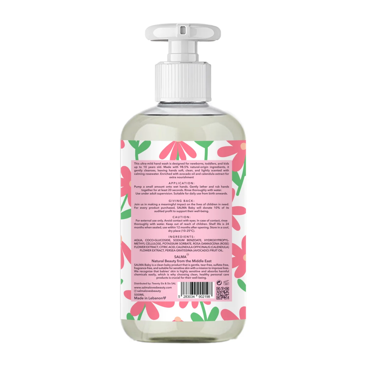 Salma Baby Hand Wash Rose Water 500ML B scaled