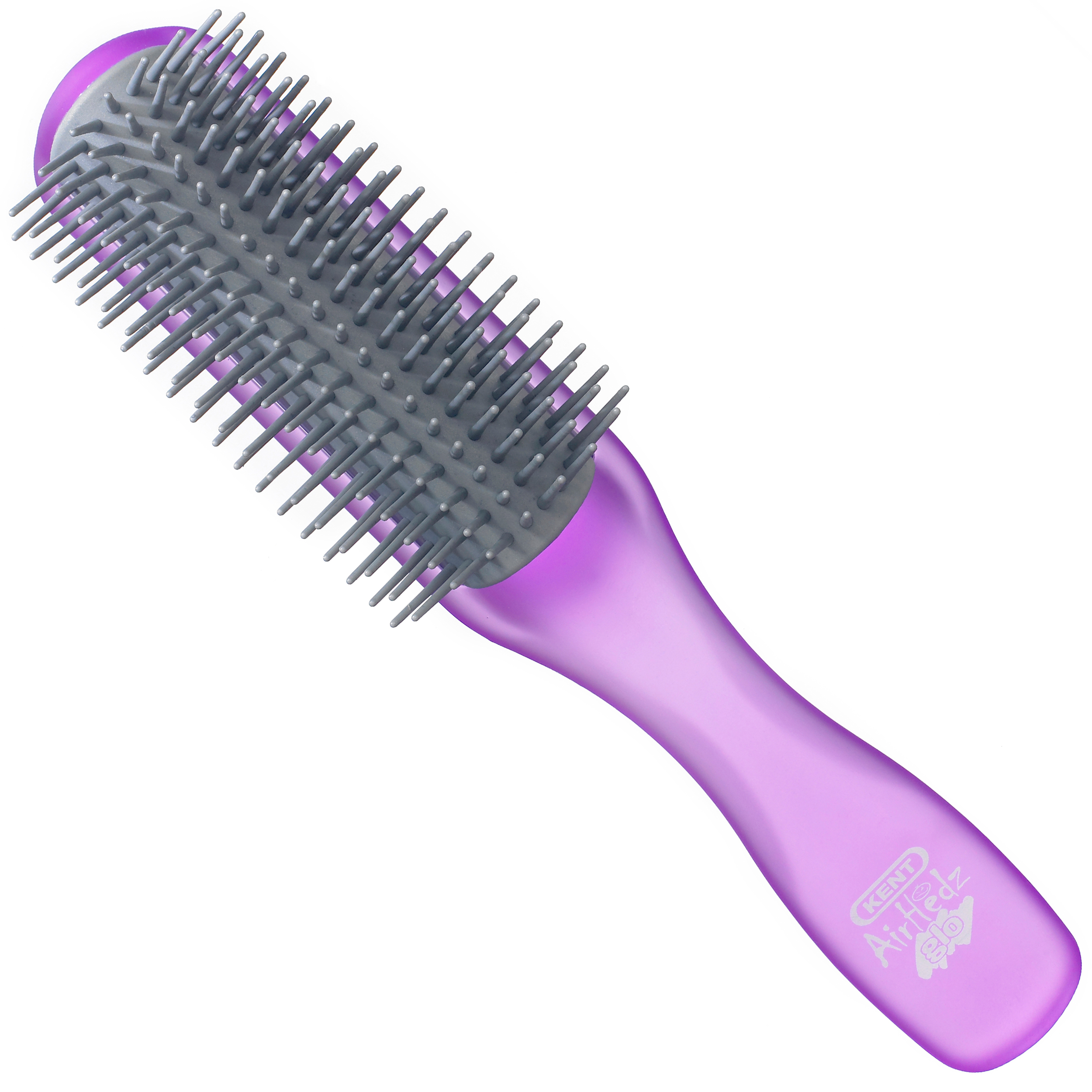 5011637001877_1 AirHedz Glo Half Round Detangling Brush in Purple - Image 1